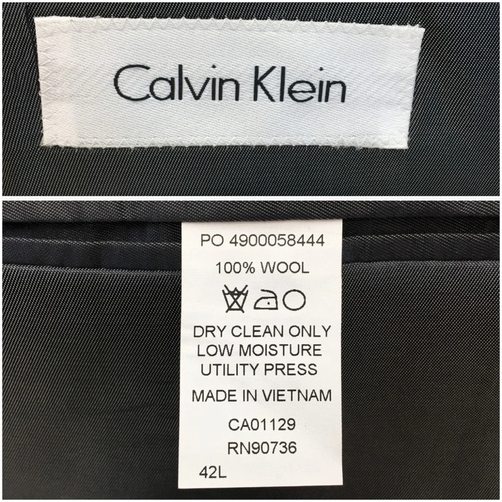 CALVIN KLEIN Mens Blazer Sport Coat Casual Jacket Size‎ 42L Two Button Wool Suit